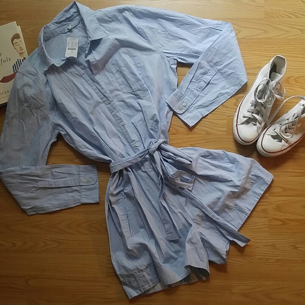 NWT J. Crew Blue Pinstripe Oxford Romper